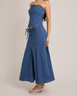 French Blue Gingham Midi Skirt