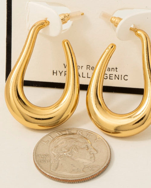 Abstract Oval Hoop Earring