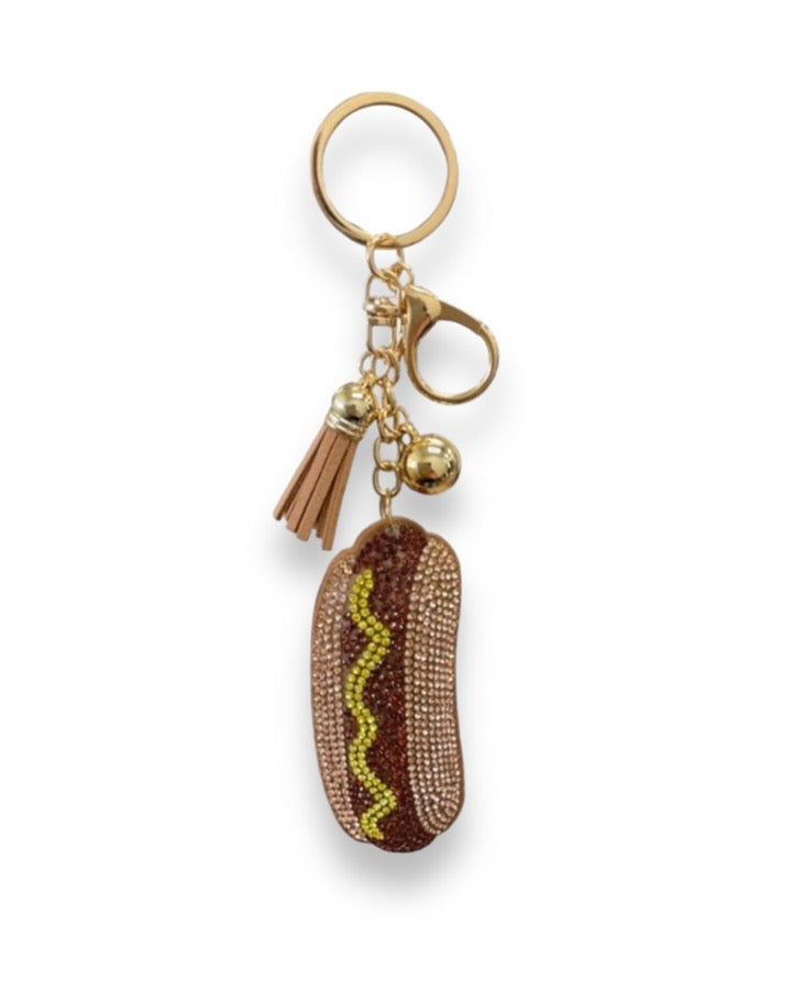 Sparkle Hot Dog Keychain