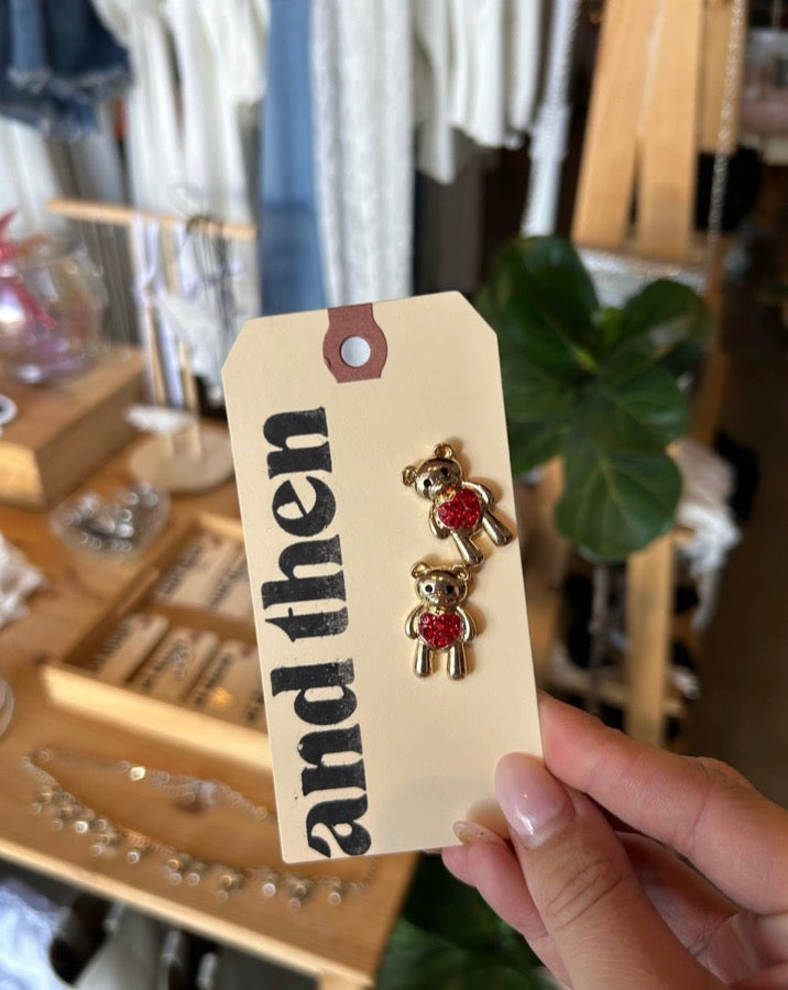 Red Tummy Teddy Bear Earrings
