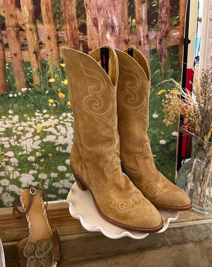 Vintage Suede Cowboy Boot