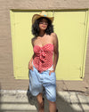 Strawberry Gingham Sweetheart Tie Top