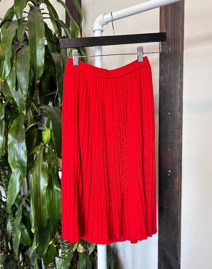 Vintage Red Knit Midi Skirt