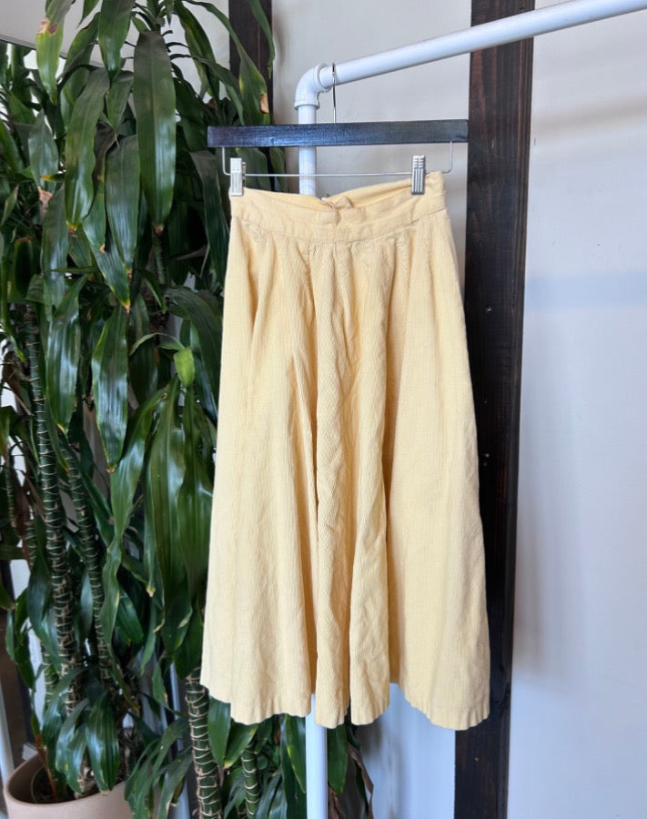 Vintage Yellow Corduroy Skirt