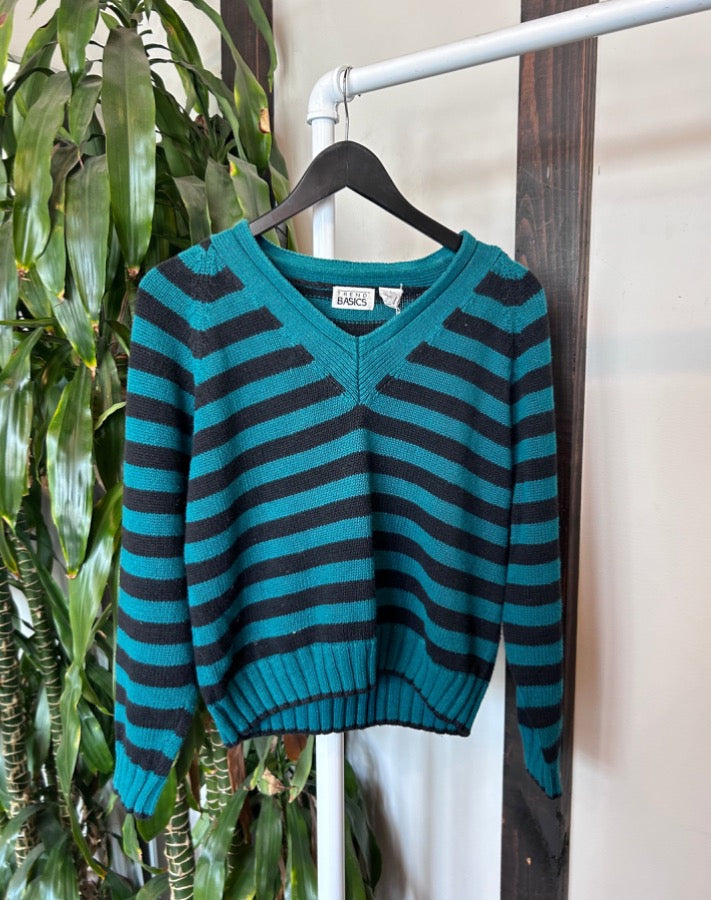 Vintage Teal Striped Sweater