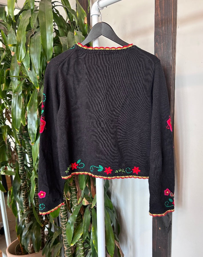 Vintage Embellished Flower Cardigan