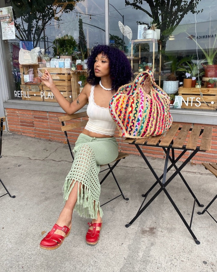 Jute Braided Striped Tote