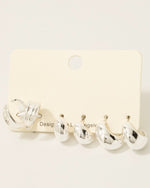 Mixed Huggee And Hoop Earrings Set
