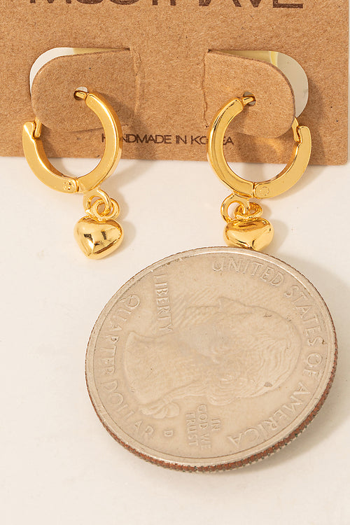 Mini Heart Huggie Drop Earrings
