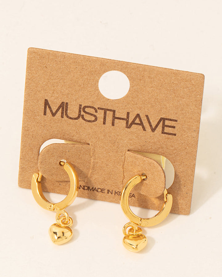 Mini Heart Huggie Drop Earrings