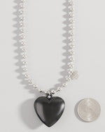 Love Bead Chain Heart Pendant Necklace