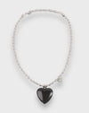 Love Bead Chain Heart Pendant Necklace