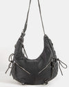 Black Zipper Crescent Shoulder Bag