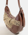 Spotted Leopard Print Half Moon Shoulder Bag