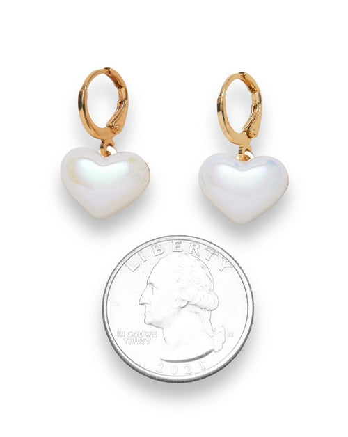 Chubby Pearl Heart Huggie Earring