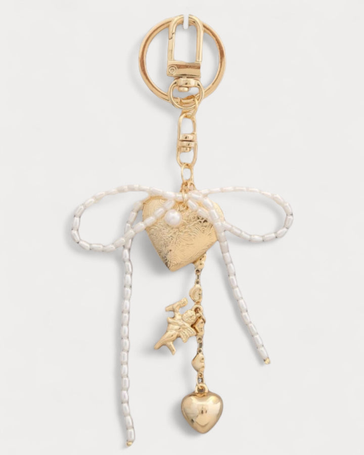 Pearl Bow Cherub Bag Charm