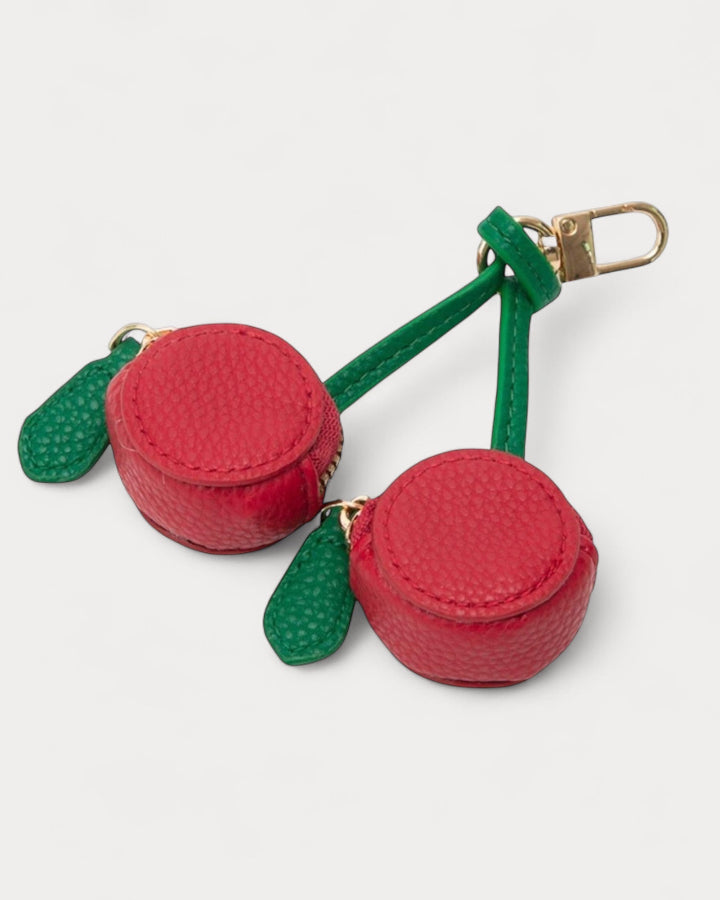 Faux Leather Cherry Coin Purse Charm