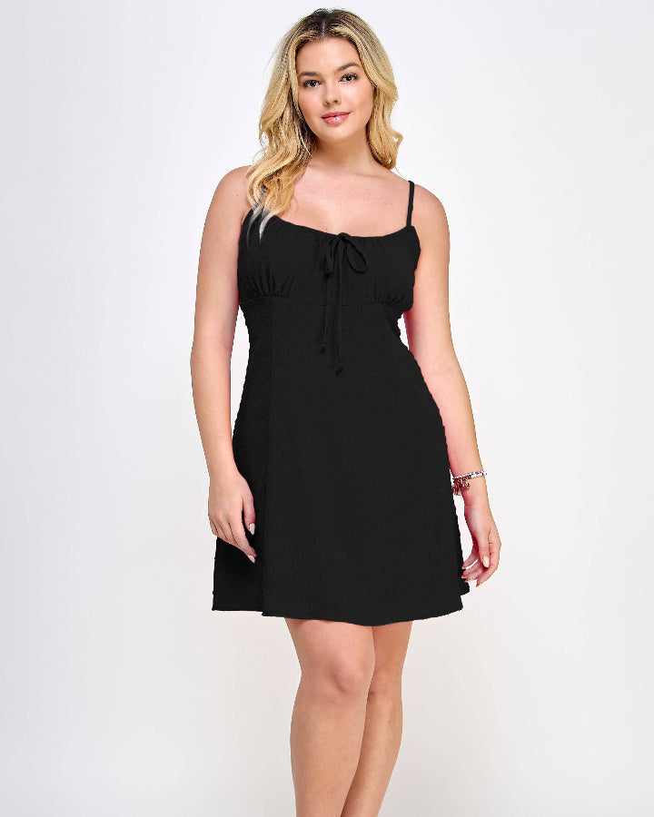 Plus Size Black Dot Mini Dress