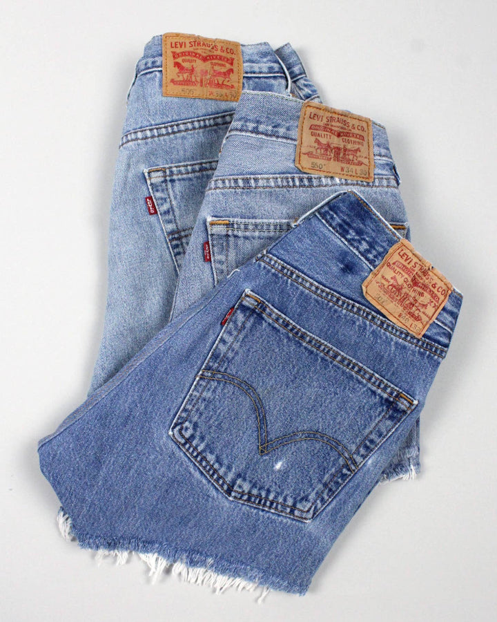 Low-Rise Upcycled Denim Shorts