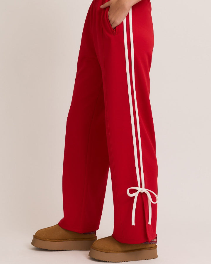 Red Bow Side Track Pants