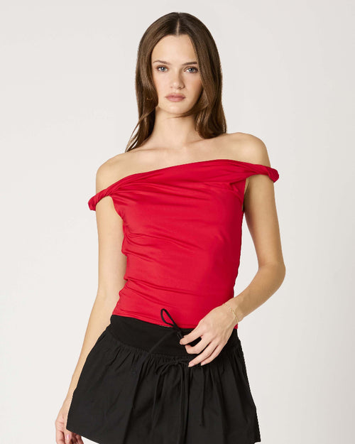 Red Twist Strap Top
