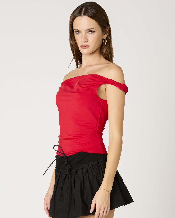 Red Twist Strap Top