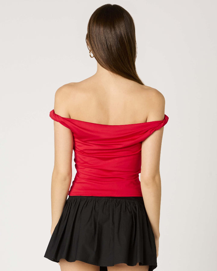 Red Twist Strap Top