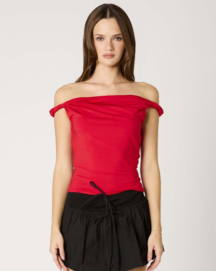 Red Twist Strap Top