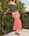 Strawberry Gingham Handkerchief Hem Skirt