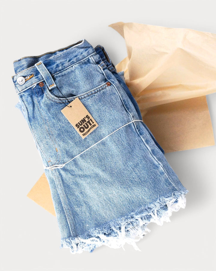 Mid-Rise Upcycled Denim Mini-Skirt