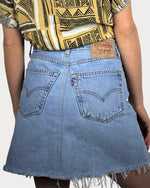 Mid-Rise Upcycled Denim Mini-Skirt