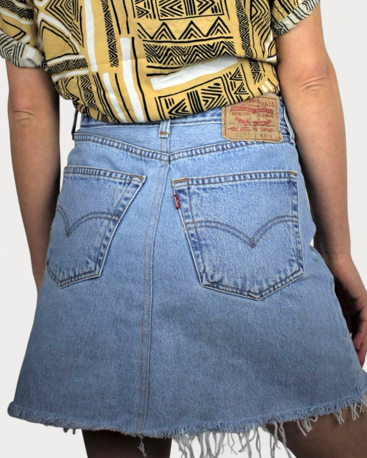 Mid-Rise Upcycled Denim Mini-Skirt