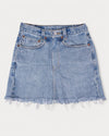 Mid-Rise Upcycled Denim Mini-Skirt