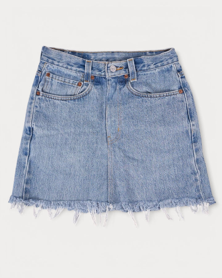 Mid-Rise Upcycled Denim Mini-Skirt