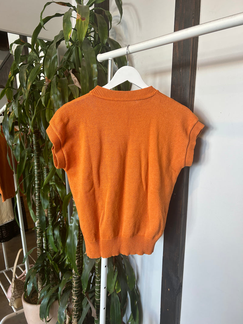 Vintage Orange Butterfly Sweater Vest