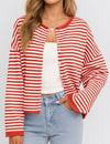 Red Keaton Striped Cardigan