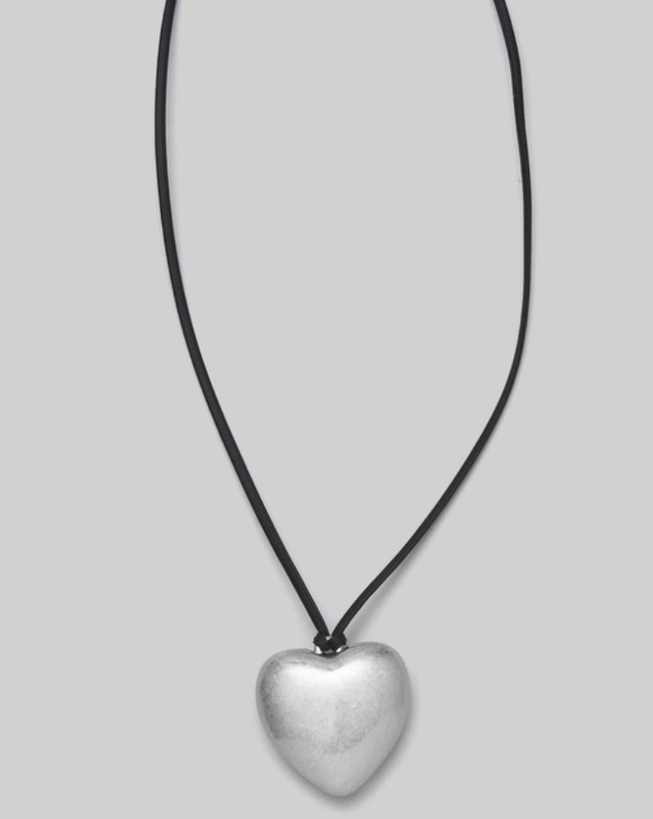 Chubby Silver Heart Tied Necklace