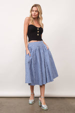 Drop Waist Blue Gingham Skirt