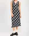 Navy Plaid Maxi Dress