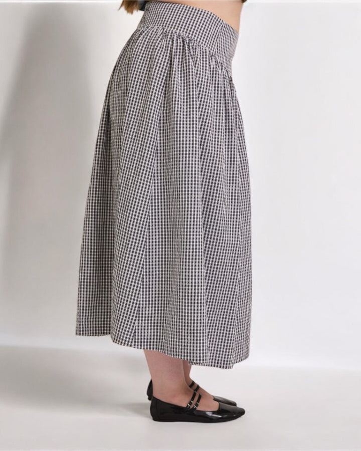 Black Check Drop Waist Skirt