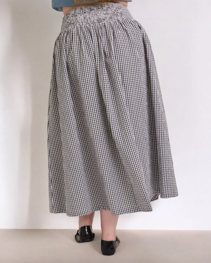 Black Check Drop Waist Skirt