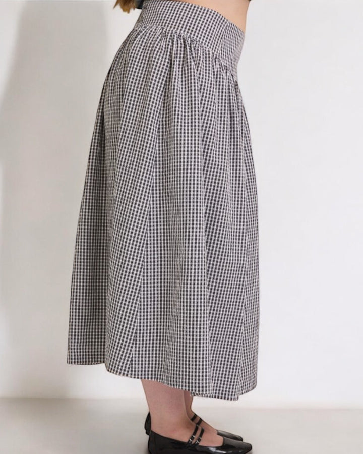 Black Check Drop Waist Skirt