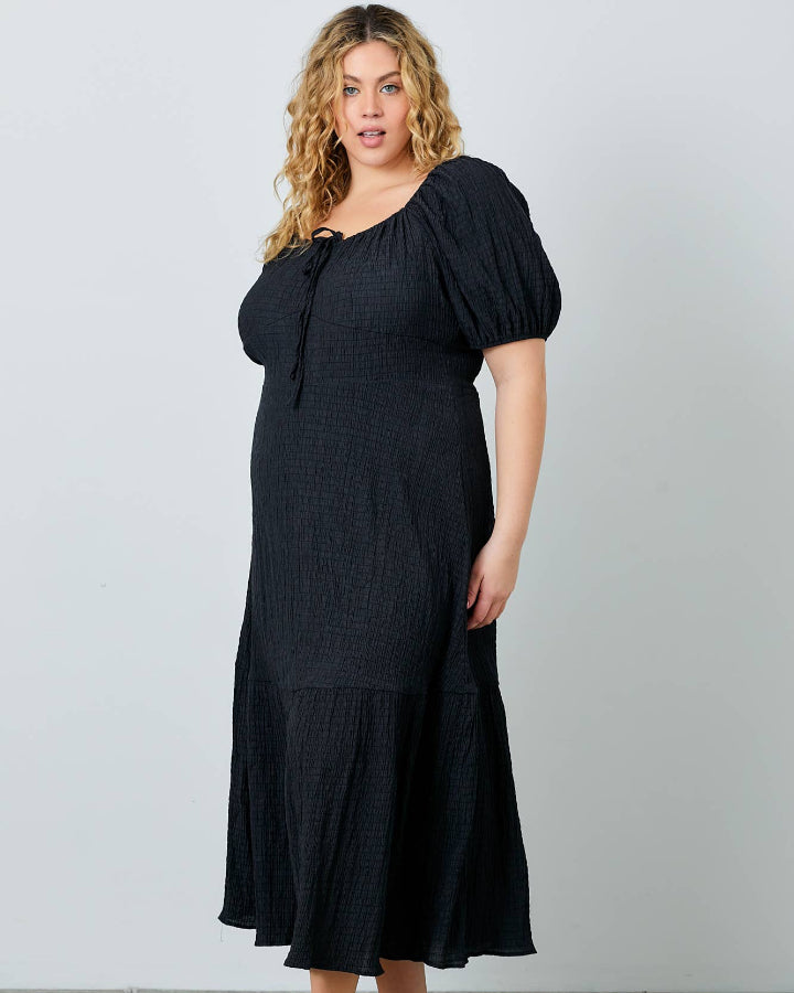 Black Textured Rita Dress