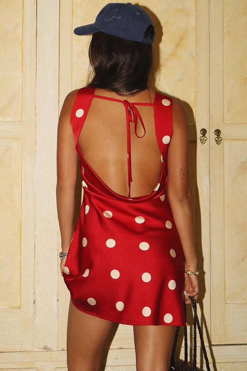 Cranberry Polka Dot Satin Mini Dress