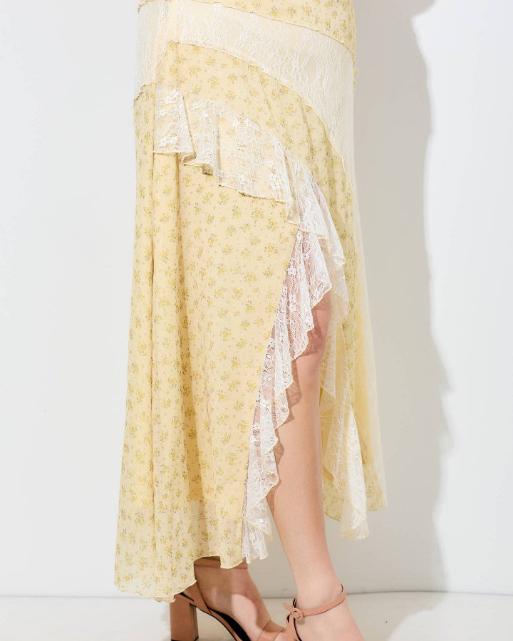 Butter Floral Ruffle Maxi Skirt