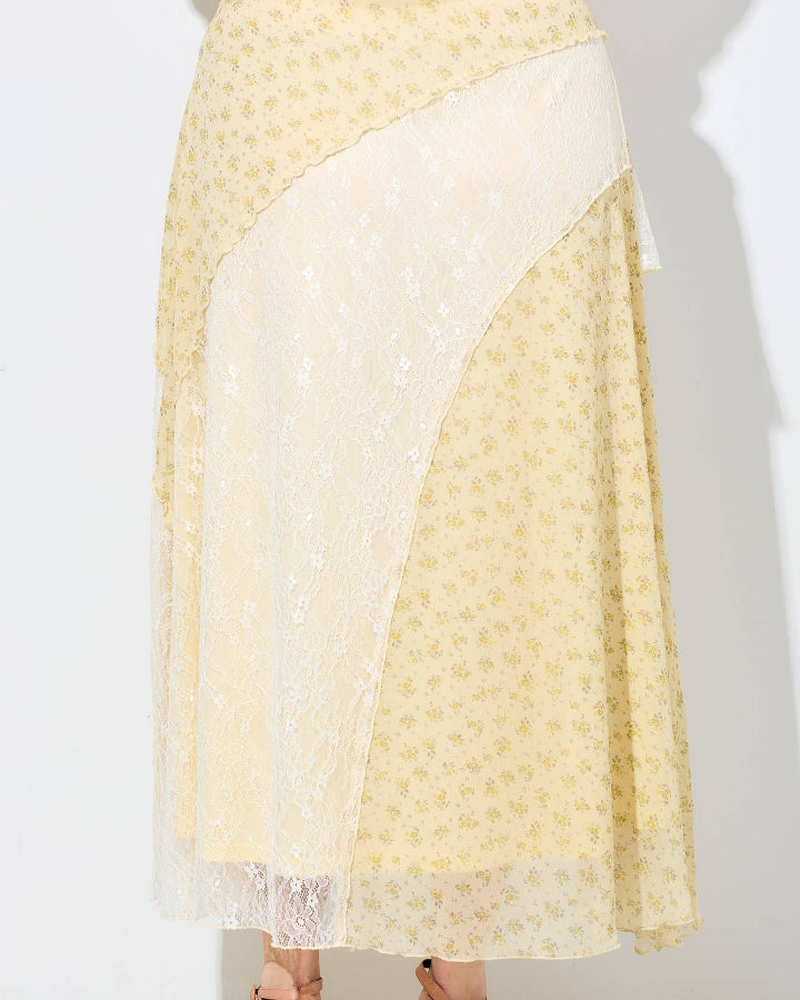 Butter Floral Ruffle Maxi Skirt
