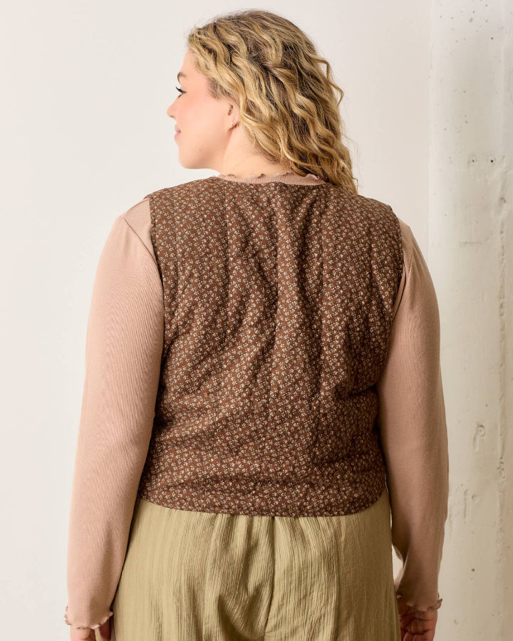 Chocolate Floral Quilted Vest