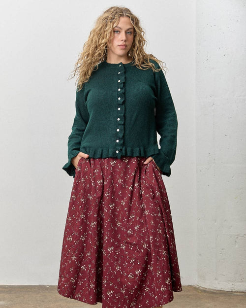 Plus Ruffle Hem Button Down Cardigan