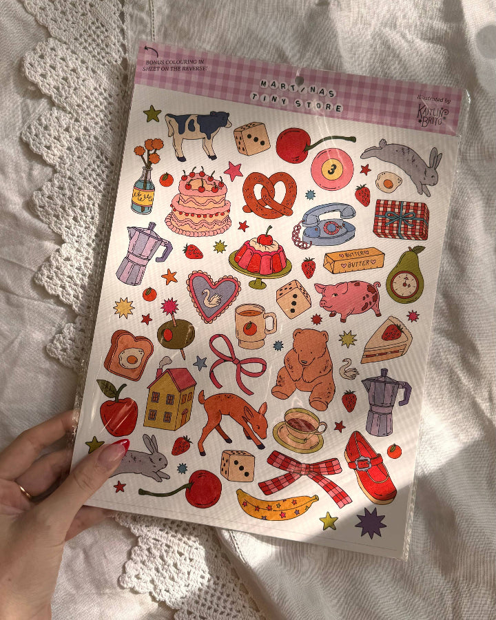 Illustrated Large Scrapbooking Sticker Sheet