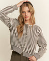 Brown Knit Striped Cardigan